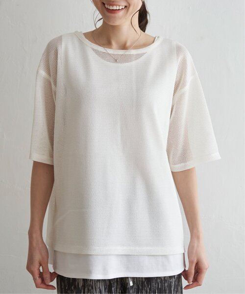 tシャツ メッシュレイヤードセット レディース ikka tシャツ 「2点セット」メッシュレイヤードアンサンブル