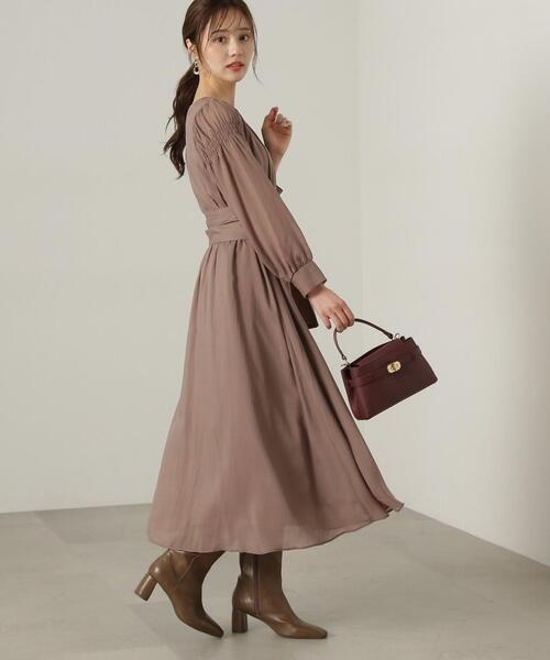 フェミニンワンピース シャーリング 半袖 シアー 韓国系 S4487 PROPORTION BODY DRESSING ワンピース 肩シャーリングシアー