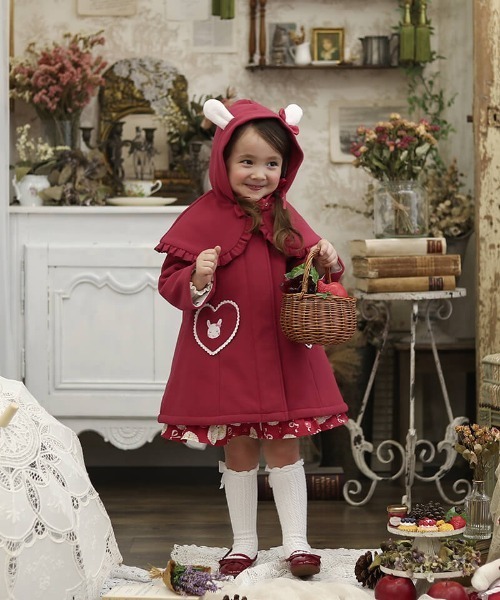 coeur a コート アウター うさみみケープ付コート キッズ 子供服