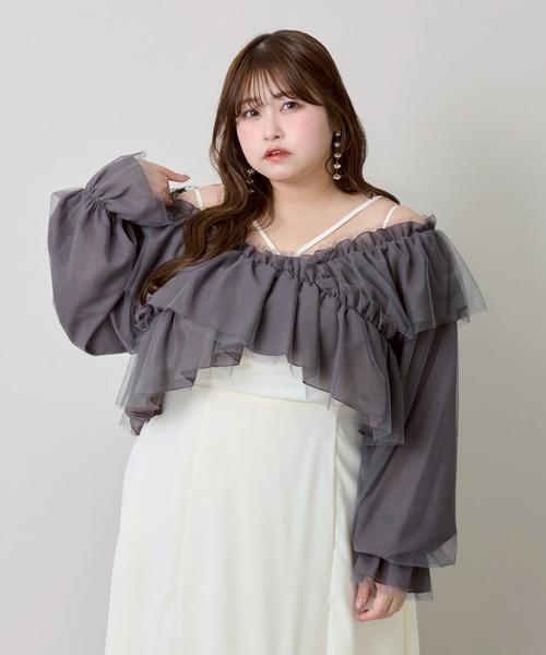 Louiosy ルオシー 【大きいサイズ】チュールクロスブラウス 4L Louiosy ブラウス シャツ 「大きいサイズ」チュールクロス