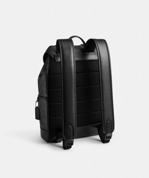 COACH ブラック バックパック COACH デイバック リュック リーグ フラップ バックパック