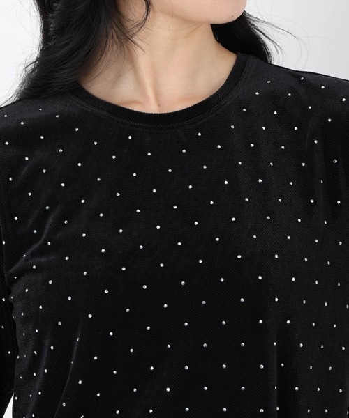 tシャツ ラインストーンフロッキープルオーバー レディース STRAWBERRY-FIELDS tシャツ ラインストーンフロッキープル