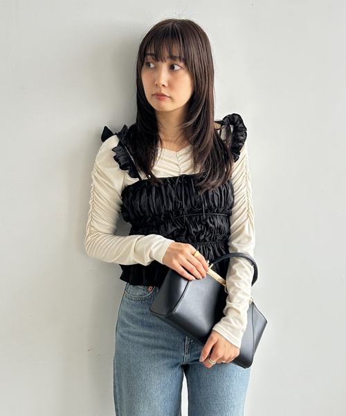 SNIDELホワイトキャミソール 新品 スナイデル SNIDEL キャミソールレイヤードロングワンピース
