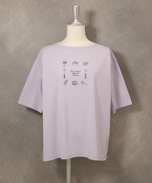 tシャツ イラスト刺繍Tシャツ レディース