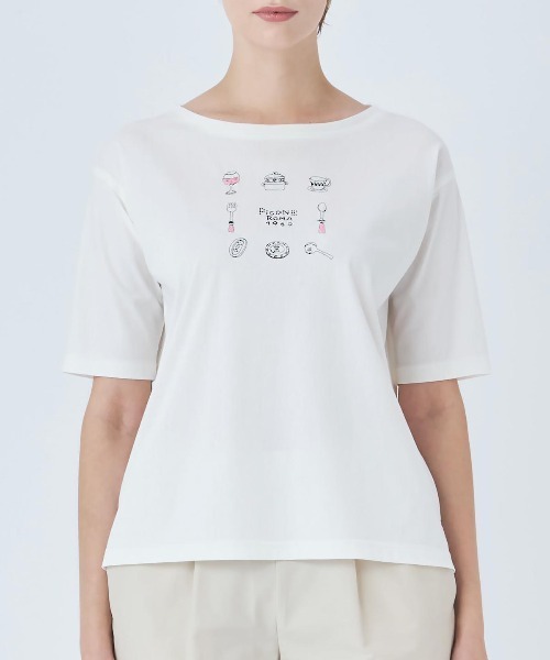 PICONE 刺繍 Tシャツ サイズ40 STUDIO PICONE（スタジオピッコーネ） tシャツ 半袖 イラスト刺繍T