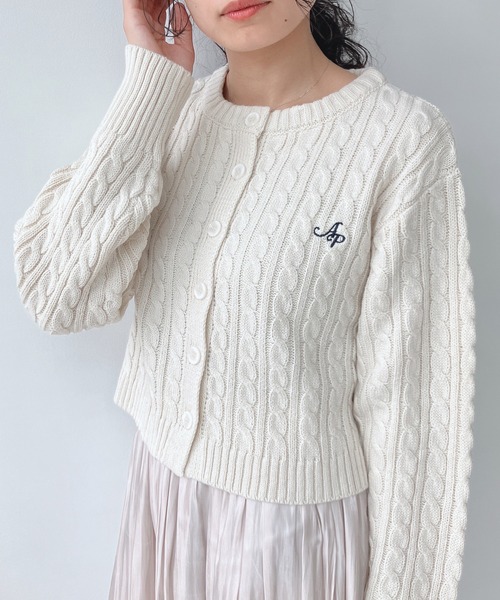 「AS KNOW AS plus」 ニットカーディガン FREE グリーン レディース_画像3