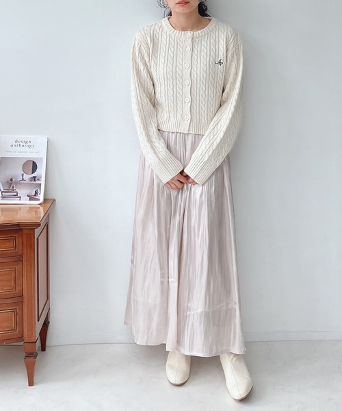 「AS KNOW AS plus」 ニットカーディガン FREE グリーン レディース_画像4