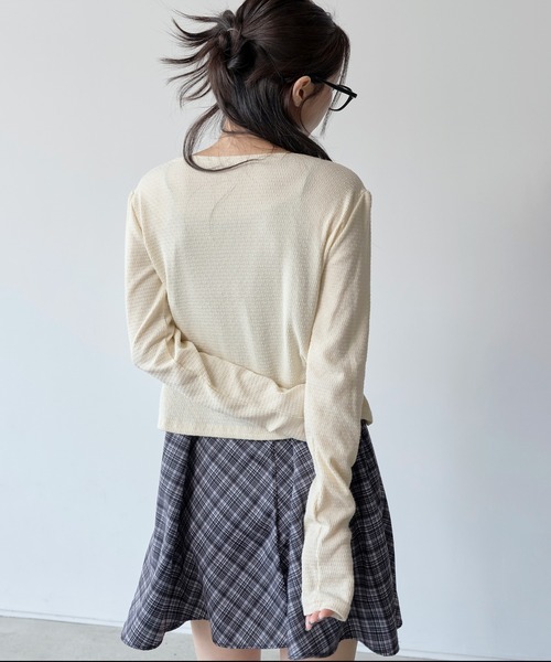 リボンチェックミニOP shoulder ribbon check mini cami onepiece /ショルダーリボン