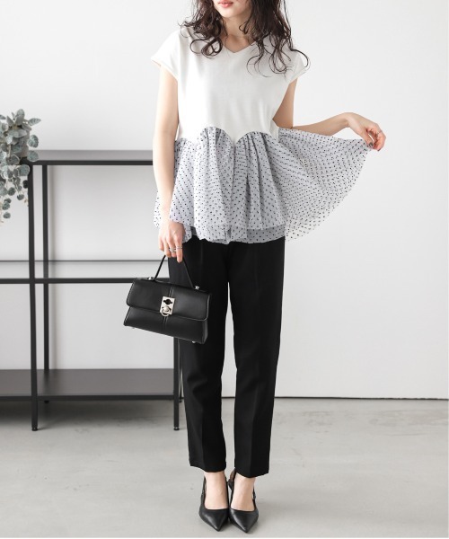 ドットチュールドッキング ペプラムトップス レディース : ZOZOTOWN