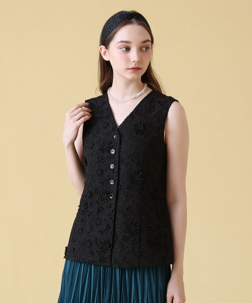 ANAYI（アナイ） ブラウス シャツ 3Dレース刺繍ジレ ブラウス