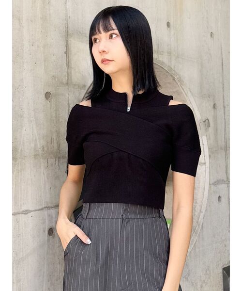 MURUA（ムルーア） ニット セーター ZIPカシュクールハーフニット