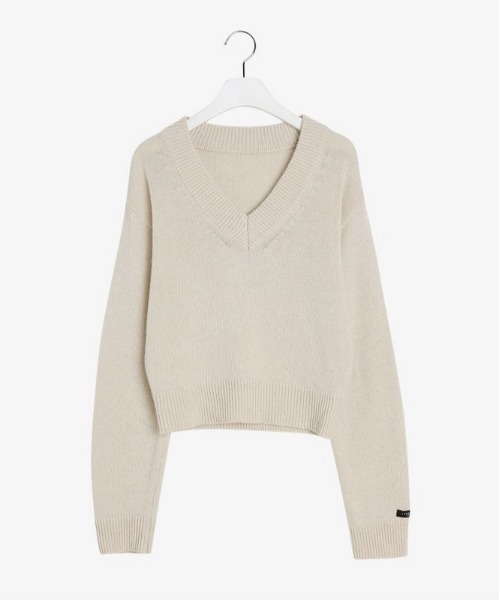 「SONA」 Vネックニット FREE ライトベージュ レディース_画像4