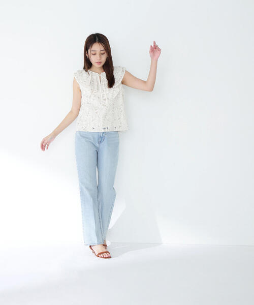 ブラウス シャツ ラッフルレース SETUP ブラウス レディース NATURAL BEAUTY BASIC ブラウス シャツ ラッフルレース SETUP