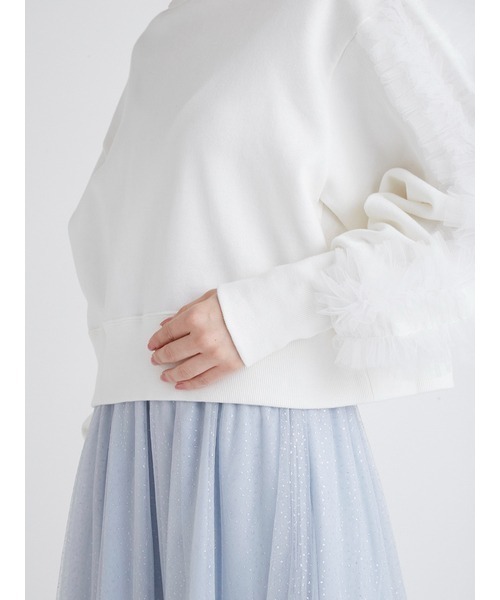 furfur チュール袖スウェット　ピンク チュールフリルコンビスウェット(スウェット)｜トップス｜FURFUR