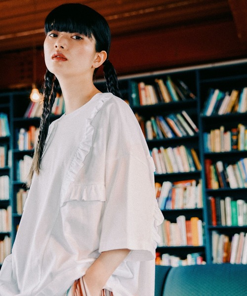 ニコアンドMODE NORM CORE2WAY天竺フリルプルオーバーグレーL新品 niko and… tシャツ 「MODE NORM CORE」2WAY天竺フリルプル