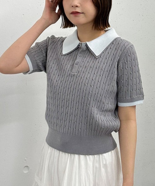 ニット セーター ストライプド ケーブルニット コットン ポロ セーター レディース POLO RALPH LAUREN（ポロ ラルフ ローレン）の「ストライプド