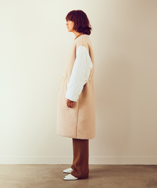 「JANESMITH」 ノーカラーコート 36 ベージュ レディース_画像9