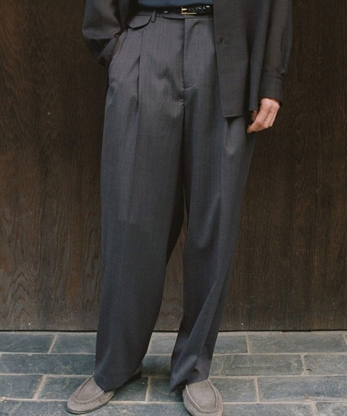 LIDNM（リドム）の「SUMMER WOOL WIDE SLACKS（スラックス