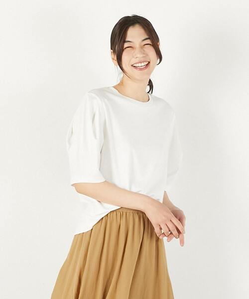 tシャツ 「コットンシルケット6分袖プルオーバー」 レディース