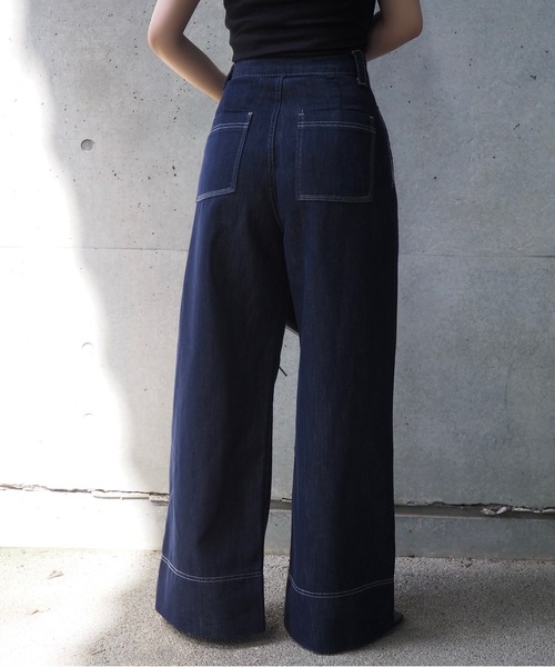ジーンズ デニム デニムパンツ tuck stitch wide denim pants /タック