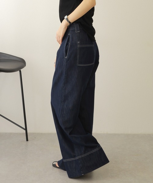 ワイドパンツ ジーンズ デニム デニムパンツ tuck stitch wide denim