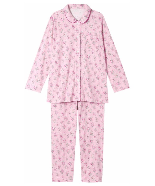 新品☆チュニックパジャマ　長袖長ズボンピンク　レディースL　レトロポップ昭和平成 Wing パジャマ ルームウェア 綿100%(本体) パジャマ 長袖 長
