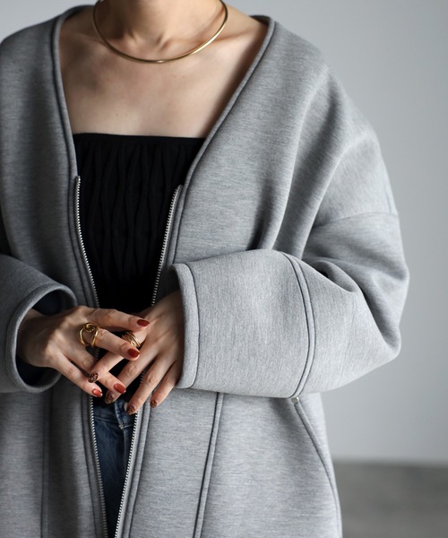 ＆HALF 「noa-ge」ジップアップブルゾン FREE グレー レディース