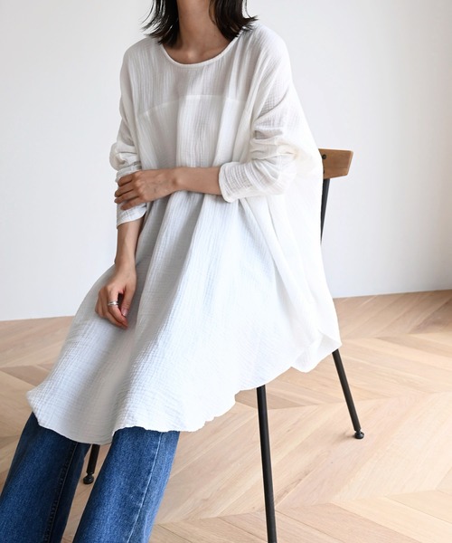「CANAL JEAN」 長袖チュニック 38 ホワイト レディース