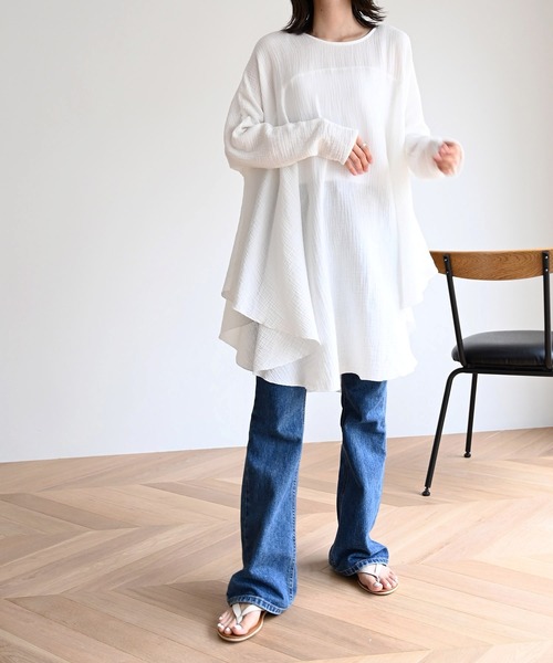 「CANAL JEAN」 長袖チュニック 38 ホワイト レディース