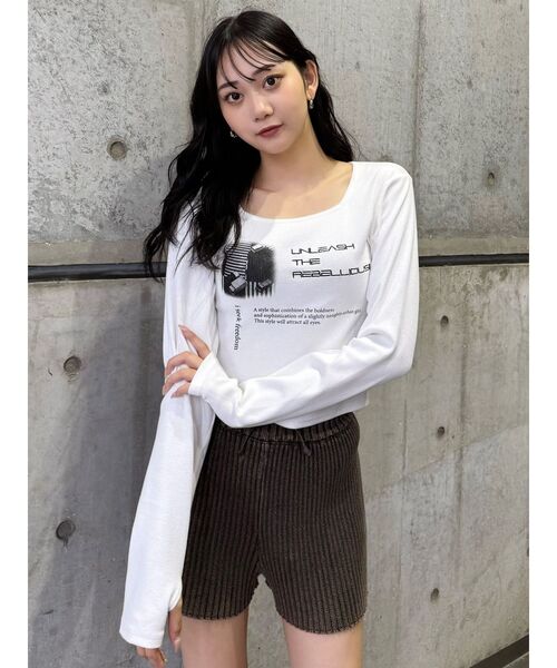 MURUA（ムルーア） tシャツ クロップドメッセージトップス レディース