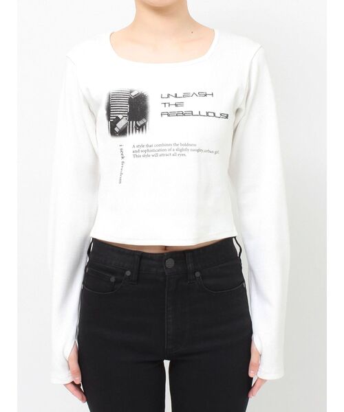 MURUA（ムルーア） tシャツ クロップドメッセージトップス レディース