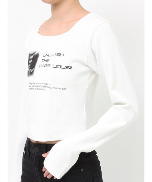 ホワイト クロップドTシャツ メッセージ入り MURUA（ムルーア） tシャツ クロップドメッセージトップス レディース