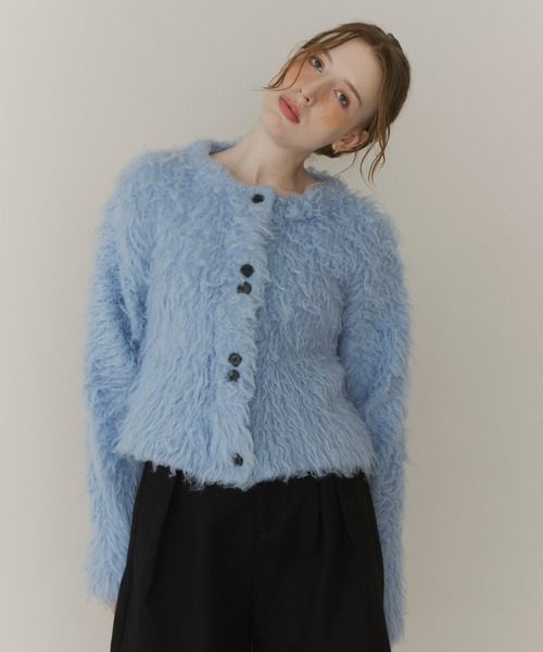 olu. ボリュームロングシャギーカーディガン【pink】 期間限定10%OFF】ボリュームロングシャギーカーディガン