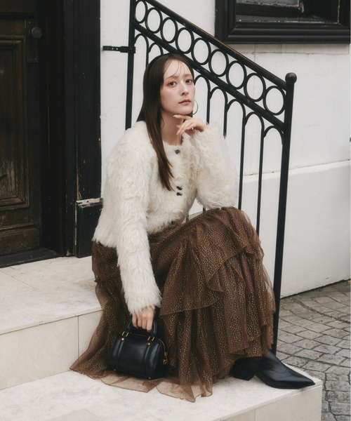 olu. ボリュームロングシャギーカーディガン ボリュームロングシャギーカーディガン