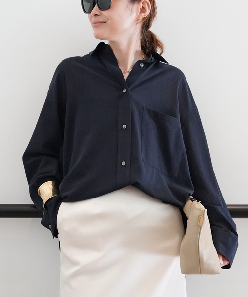 Deuxieme Classe　*Sheer ブラウス　ブラック　サイズフリー Deuxieme Classe ブラウス シャツ *Cotton Sheer Wash