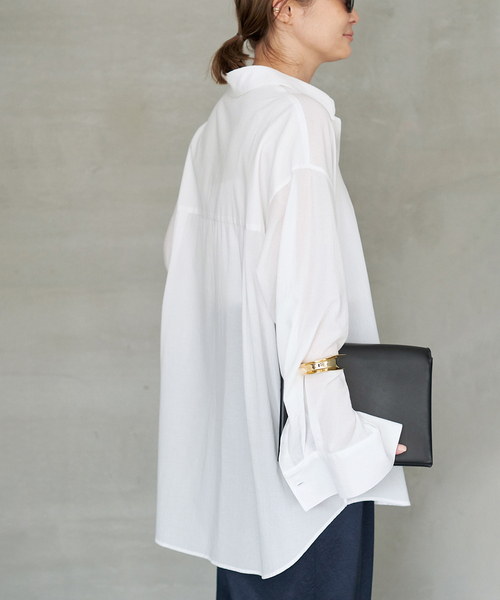 「Deuxieme Classe」 半袖ブラウス - ホワイト レディース Deuxieme Classe ブラウス シャツ *Cotton Sheer Wash