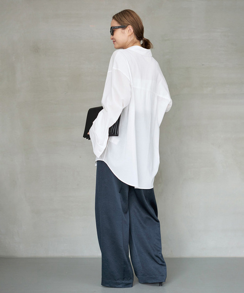 Deuxieme Classe　*Sheer ブラウス　ブラック　サイズフリー Deuxieme Classe ブラウス シャツ *Cotton Sheer Wash