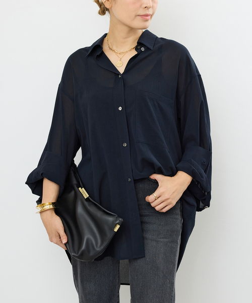 Deuxieme Classe Sheer ブラウス Deuxieme Classe ブラウス シャツ *Cotton Sheer Wash