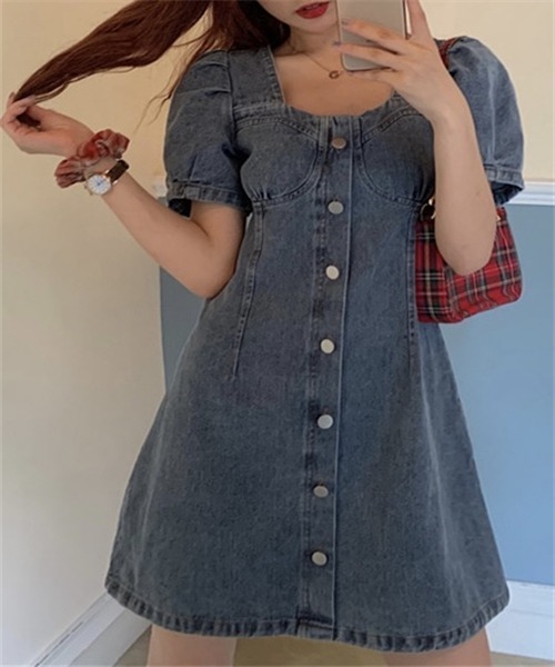 「FREE STYLISTS」 半袖ワンピース M ブルー レディース_画像3