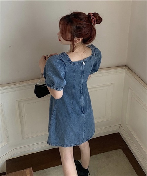 「FREE STYLISTS」 半袖ワンピース M ブルー レディース_画像6