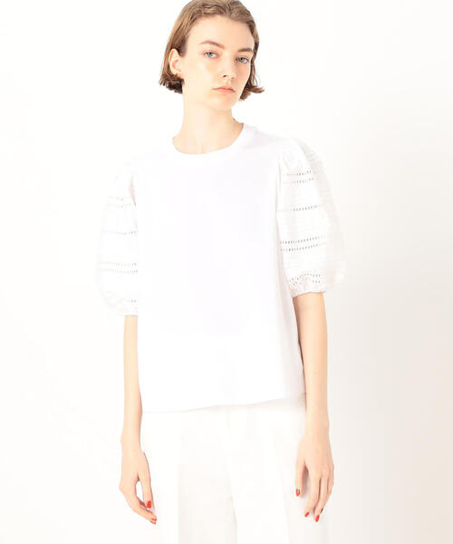 「TOMORROWLAND」 「MACPHEE」半袖カットソー S ホワイト レディース_画像3