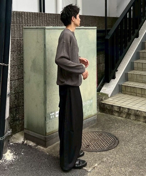 Chikashitsu+ スラックス 「Chikashitsu +」draw cord stripe wide