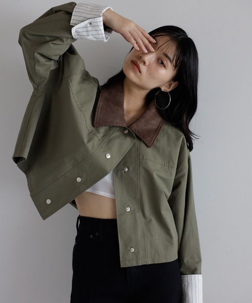 ENC カバーオール corduroy collar coverall jacket / コーデュロイ襟