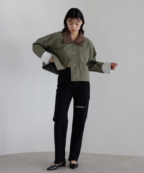 ENC カバーオール corduroy collar coverall jacket / コーデュロイ襟