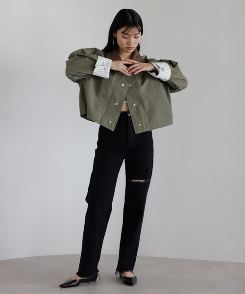 ENC カバーオール corduroy collar coverall jacket / コーデュロイ襟