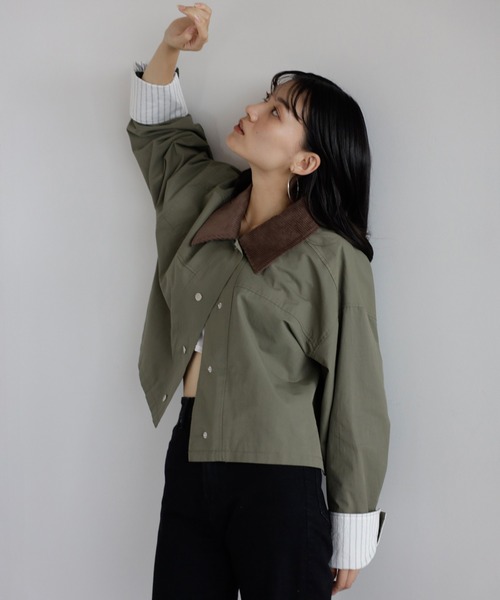 ENC カバーオール corduroy collar coverall jacket / コーデュロイ襟