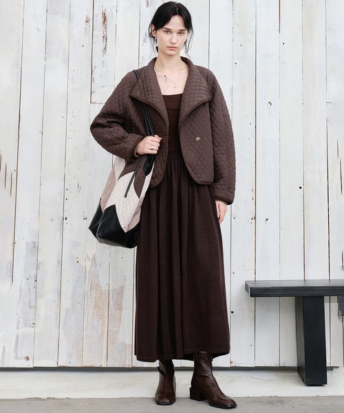 tageechita ブルゾン アウター 「tageechita」斜めカラー キルティング