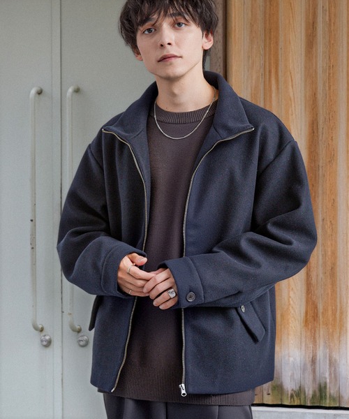 MOGA】ドロストジップアップコート ブルゾン スタンドカラー М MOGA