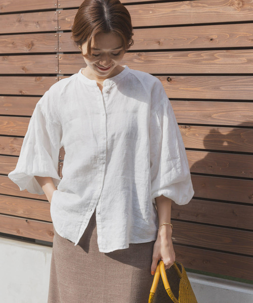 「URBAN RESEARCH DOORS」 長袖ブラウス MEDIUM ミント レディース_画像3