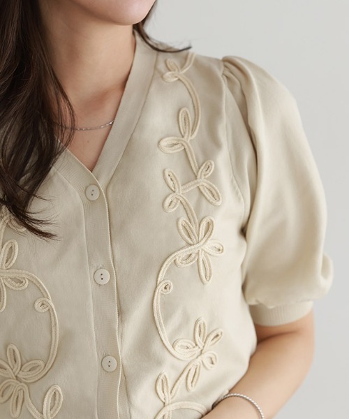 「Pierrot」 半袖ニット M アイボリー レディース_画像3